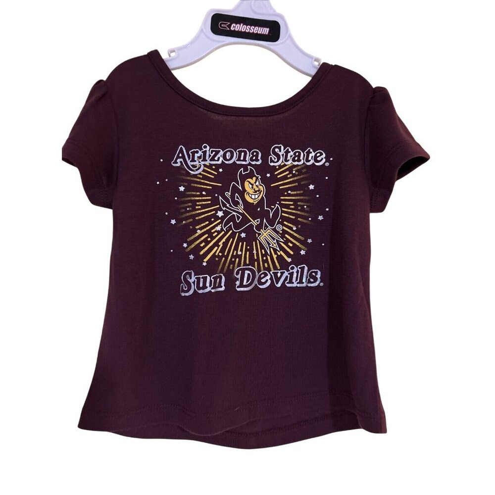 NEW Arizona State Sun Devils Maroon Colosseum Sparkler SS Shirt Toddler Girls 3T
